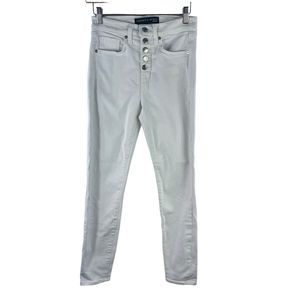 Veronica Beard Debbie Skinny Button Fly White Wash Jeans‎